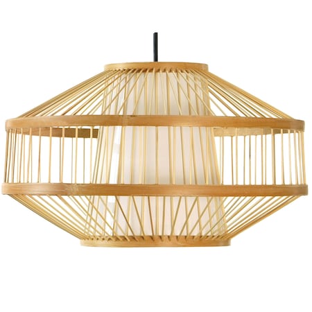 Vintiquewise Modern Bamboo Lantern Pendant Lamp Hanging Light Fixture for Entryway and Living Room, Small QI004232.S